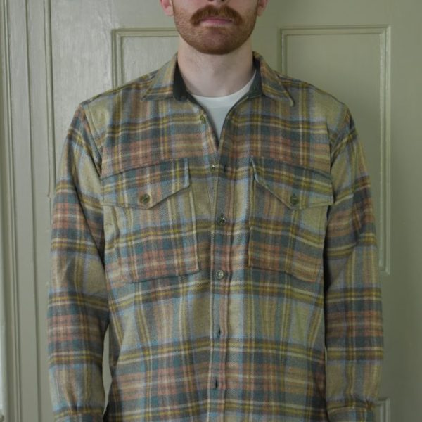 MEN'S WASHED PLAID OVERSHIRT 1 IN ENGLISH CHEVIOT TWEED