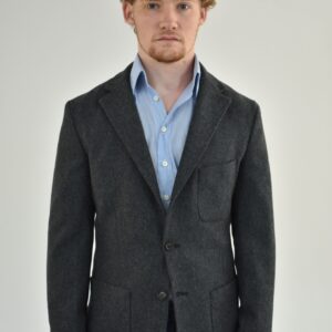 TWO BUTTON JACKET IN DEEP TEAL HARRIS TWEED