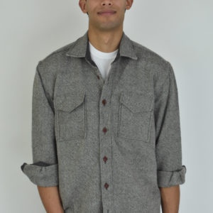 UTTERLY NATURAL, UNDYED ITALIAN WOOLEN TWEED OVERSHIRT 2