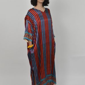 WOOD-BLOCK-PRINTED CHARMEUSE SILK KAFTAN 3