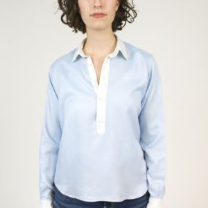 POPOVER SHIRT IN SILK/COTTON BLEND