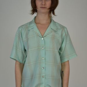 CAMP COLLAR SHIRT IN GREEN SILK & COTTON BLEND
