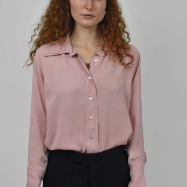 THE LIBRARIAN'S SHIRT IN DUSTY ROSE GEORGETTE SILK