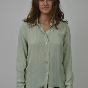 SIMPLE SHIRT IN DUSTY GREEN SILK GEORGETTE