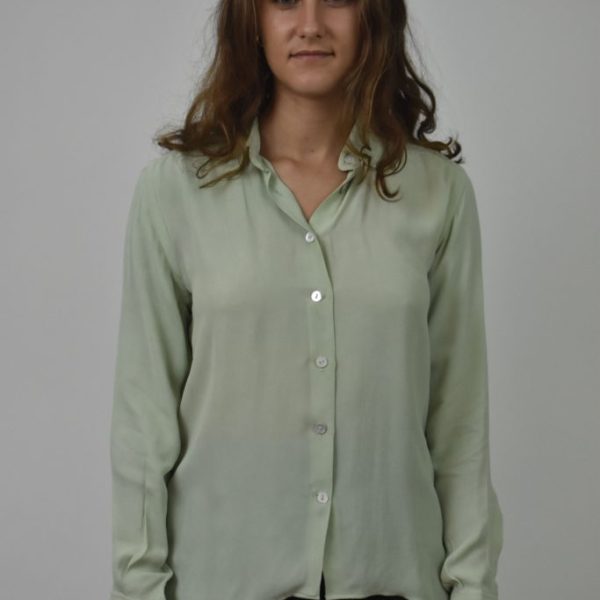 SIMPLE SHIRT IN DUSTY GREEN SILK GEORGETTE