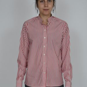 CANDY STRIPED JAPANESE COTTON BAND COLLAR SHIRT