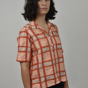 CHECKED CAMP COLLAR SHIRT IN SILK/COTTON