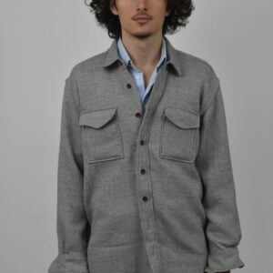 UTTERLY NATURAL, UNDYED ITALIAN WOOLEN TWEED OVERSHIRT 3