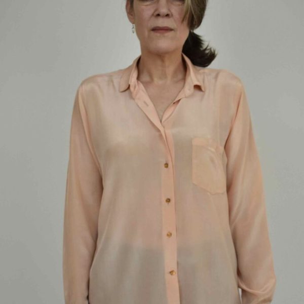 SIMPLE SHIRT IN PEACH SILK CREPE DE CHINE