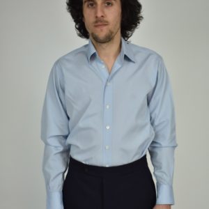 HAND-SEWN FORMAL SHIRT IN FINE CLASSIC BLUE 100s 2-PLY POPLIN
