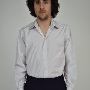 HAND-SEWN GRANDI & RUBINELLI SHIRT IN RED & BLUE ON WHITE 120s 2-PLY POPLIN