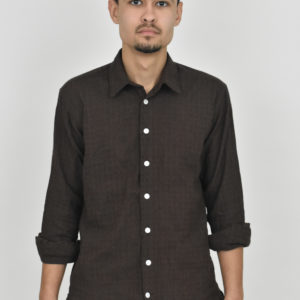 SIMPLE SHIRT IN BROWN HANDLOOMED COTTON