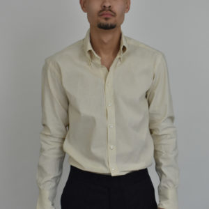 IVORY BUTTON-DOWN IN HANDLOOMED UNDYED COTTON