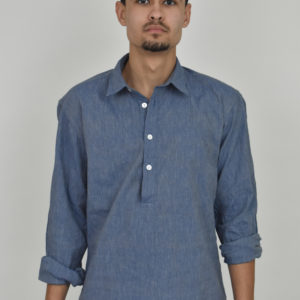 POPOVER SHIRT IN BLUE HANDLOOMED CHAMBRAY