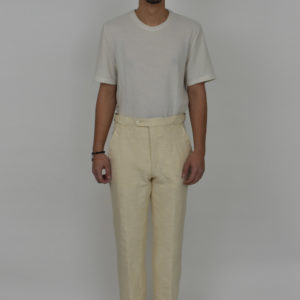 IVORY STRAIGHT LEGGED PANTS IN UNDYED HANDLOOMED COTTON