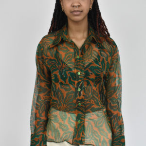 THE LIBRARIAN'S SHIRT IN SHEER LILY HAND-PRINTED SILK