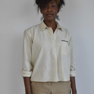 CROPPED SHIRT IN UNDYED HANDLOOMED COTTON