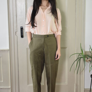 OLIVE TAPERED PANTS IN BRUSHED COTTON TWILL