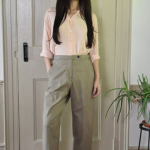 KHAKI STRAIGHT PANTS IN BRUSHED COTTON TWILL