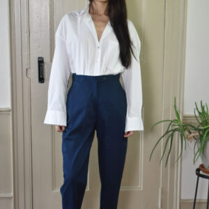 NAVY TAPERED PANTS IN BRUSHED COTTON TWILL