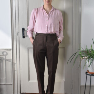 COFFEE TAPERED PANTS IN BRUSHED COTTON TWILL