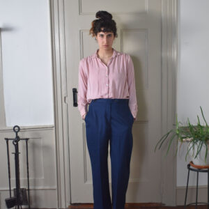 NAVY STRAIGHT PANTS IN BRUSHED COTTON TWILL