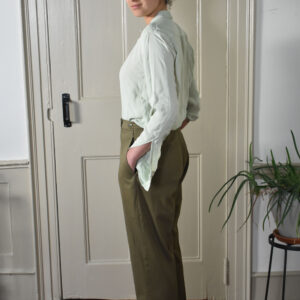 OLIVE STRAIGHT PANTS IN BRUSHED COTTON TWILL