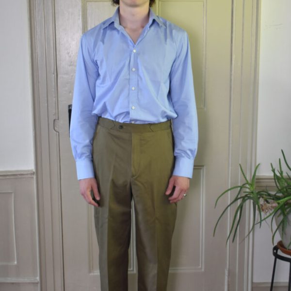 OLIVE CADET'S STRAIGHT PANTS IN PEACH-SKIN BRUSHED COTTON TWILL