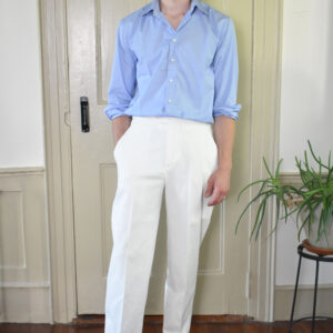 IVORY CADET'S STRAIGHT PANTS IN BRUSHED PEACH-SKIN COTTON TWILL