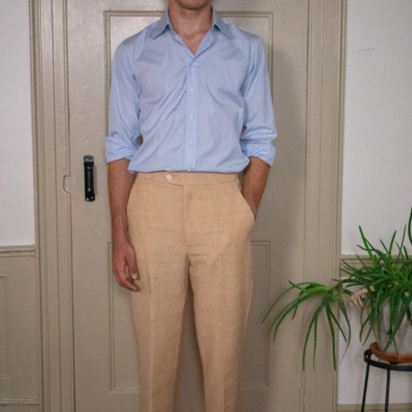 STRAIGHT LEGGED PANTS IN UNDYED HANDLOOMED COTTON