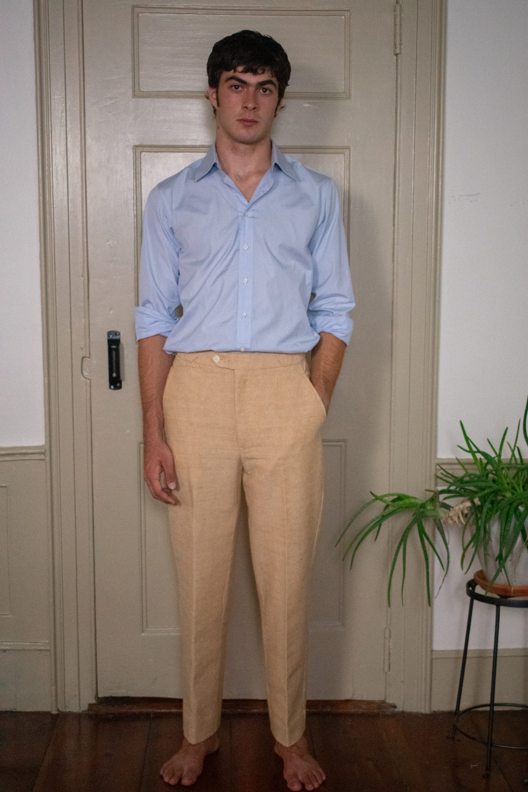 STRAIGHT LEGGED PANTS IN UNDYED HANDLOOMED COTTON 1 STRAIGHT LEGGED PANTS IN UNDYED HANDLOOMED COTTON