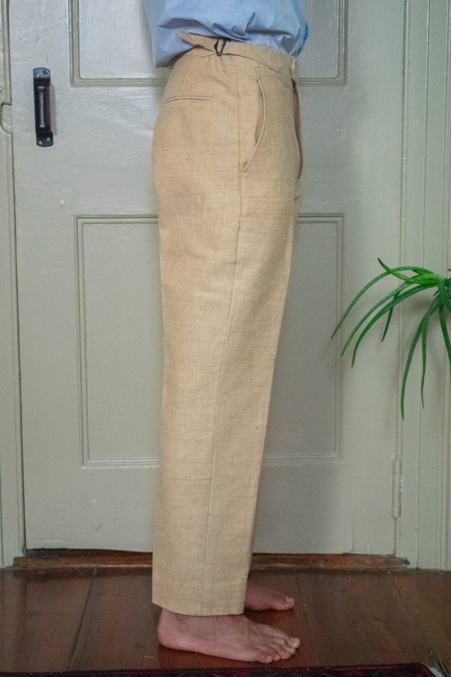 STRAIGHT LEGGED PANTS IN UNDYED HANDLOOMED COTTON 2 STRAIGHT LEGGED PANTS IN UNDYED HANDLOOMED COTTON - Image 2
