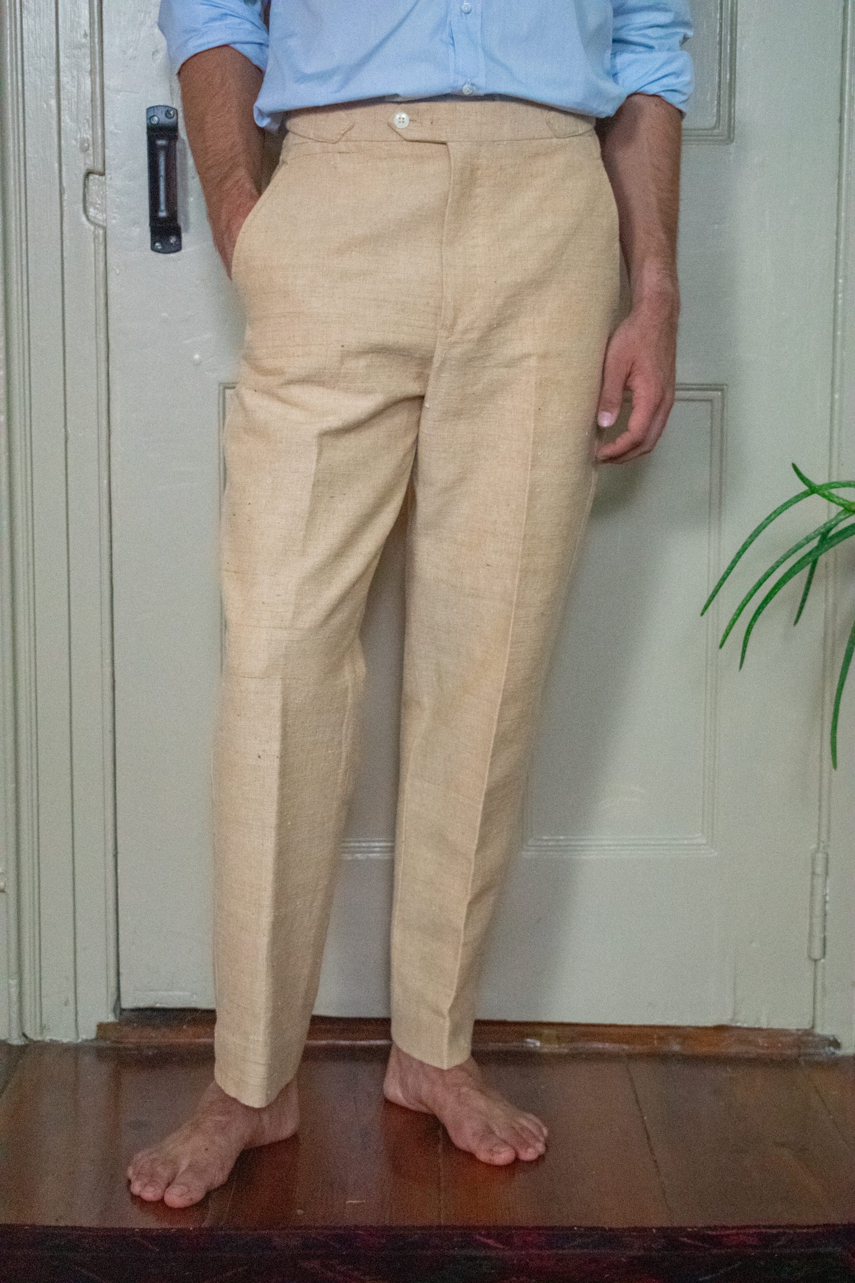 STRAIGHT LEGGED PANTS IN UNDYED HANDLOOMED COTTON 3 STRAIGHT LEGGED PANTS IN UNDYED HANDLOOMED COTTON - Image 3