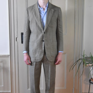 CHECKED OLIVE/KHAKI LINEN SUIT