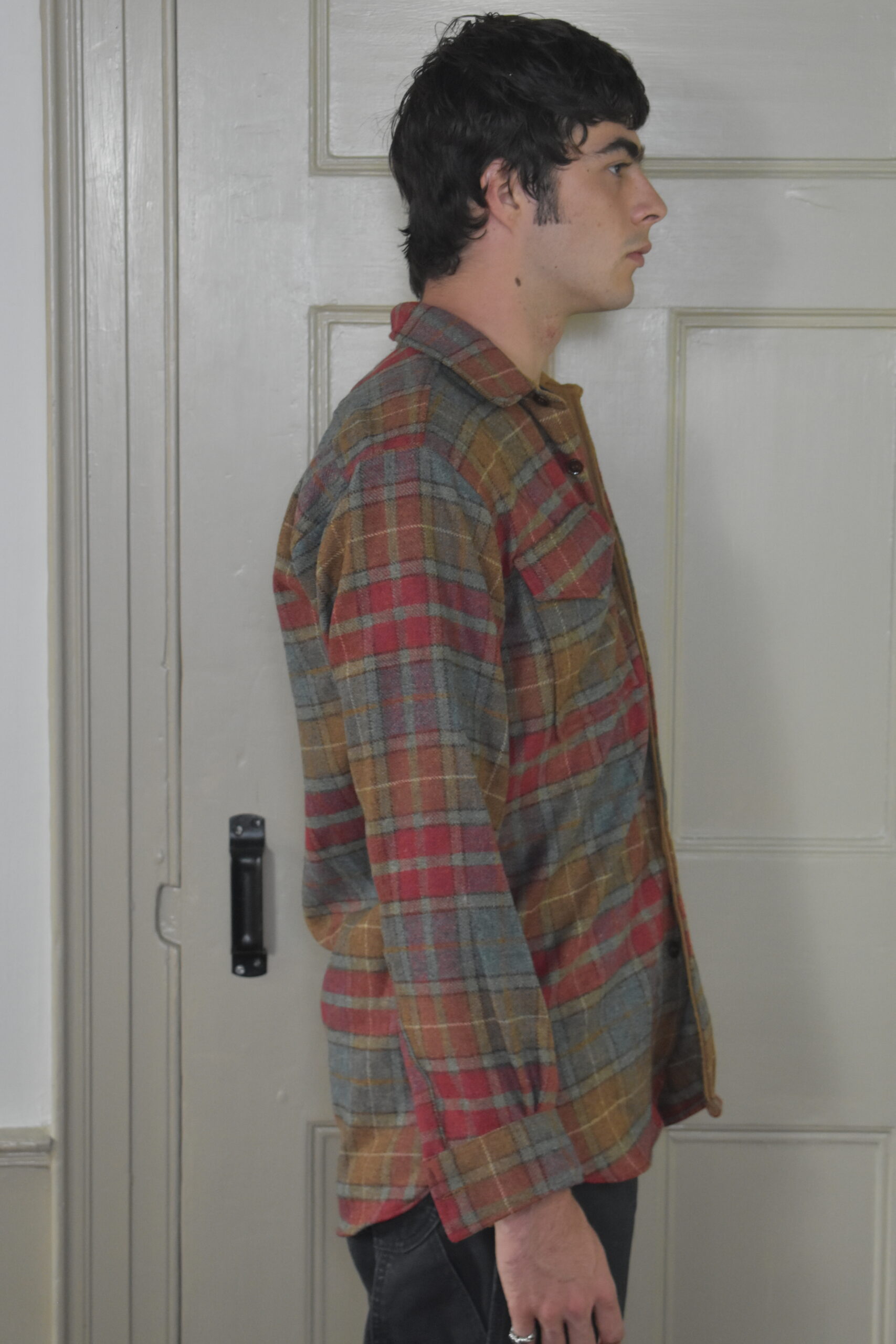 MEN'S WASHED PLAID OVERSHIRT 2 IN ENGLISH CHEVIOT TWEED 2 MEN'S WASHED PLAID OVERSHIRT 2 IN ENGLISH CHEVIOT TWEED - Image 2