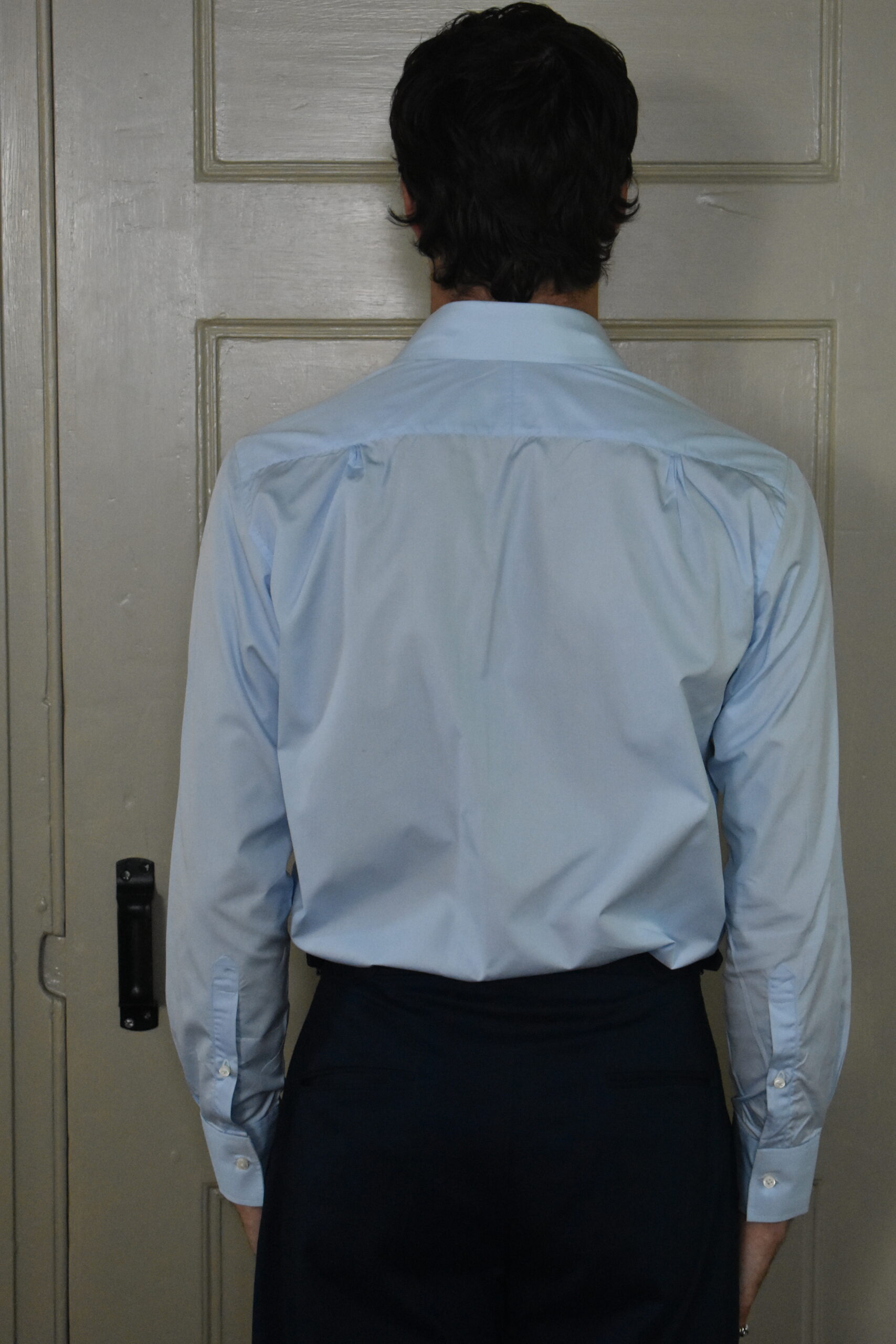 HAND-SEWN SHIRT IN PLAIN BLUE 120s 2-PLY POPLIN 3 HAND-SEWN SHIRT IN PLAIN BLUE 120s 2-PLY POPLIN - Image 3