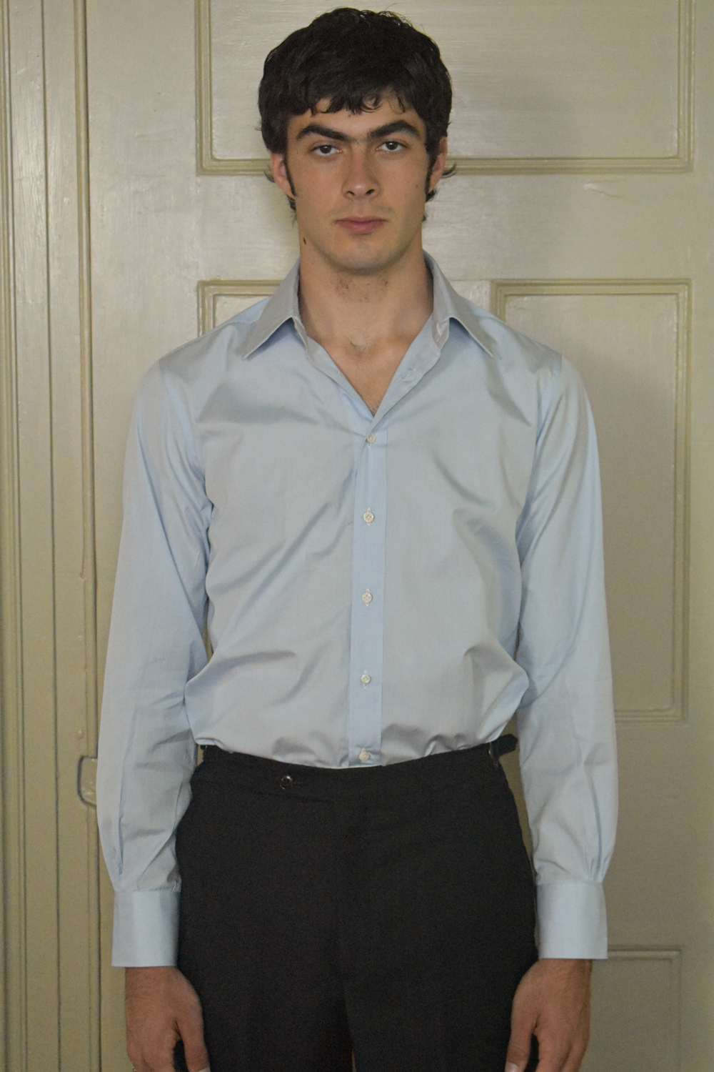 HAND-SEWN SHIRT IN MICROCHECK BLUE 120s 2-PLY POPLIN