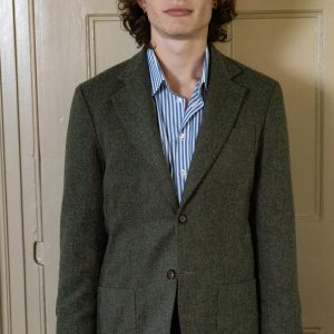 TWO BUTTON JACKET IN MOSS GREEN ENGLISH TWEED