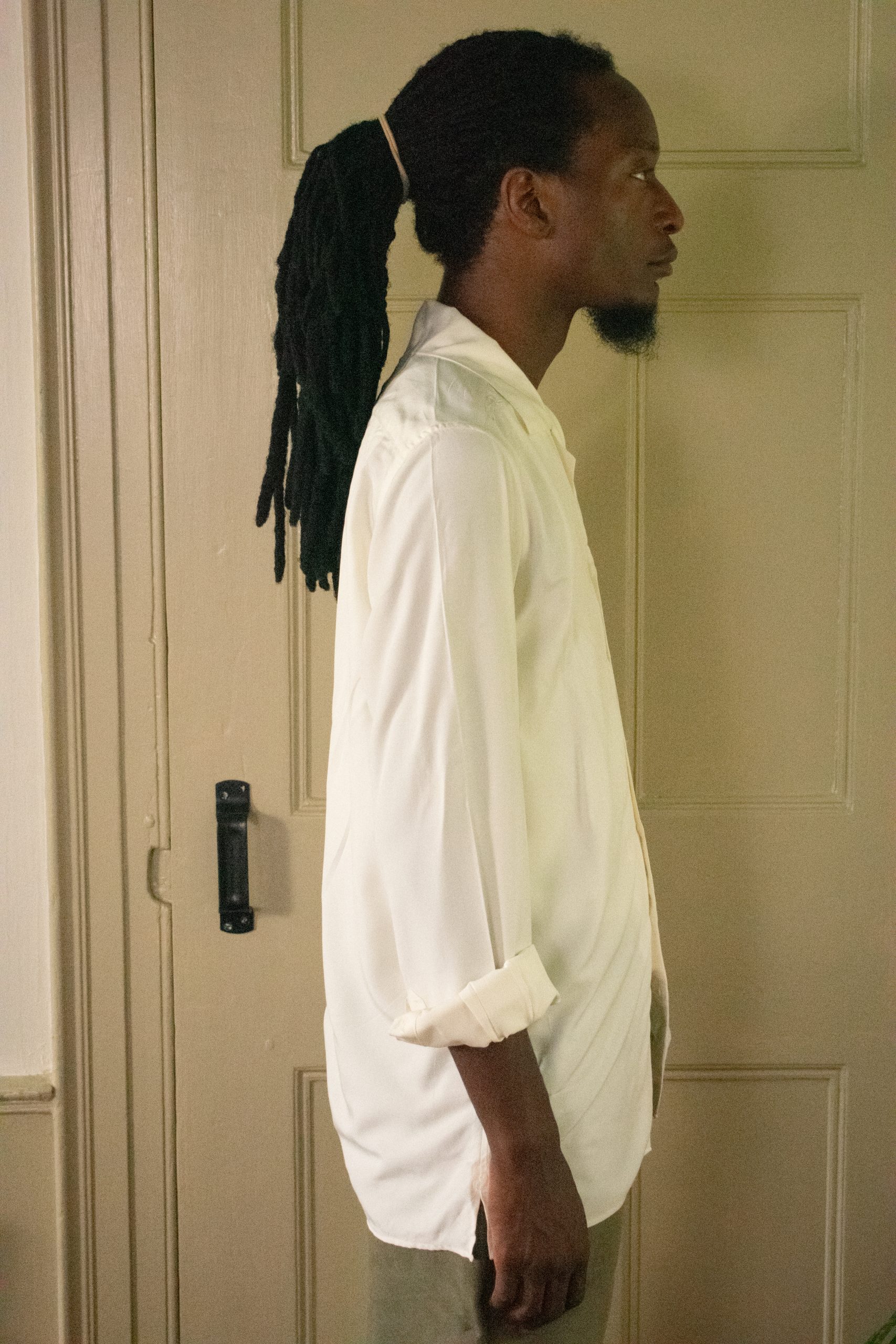 FULL SLEEVED CAMP COLLAR SHIRT IN MATTE CREAM SILK 3 FULL SLEEVED CAMP COLLAR SHIRT IN MATTE CREAM SILK - Image 3