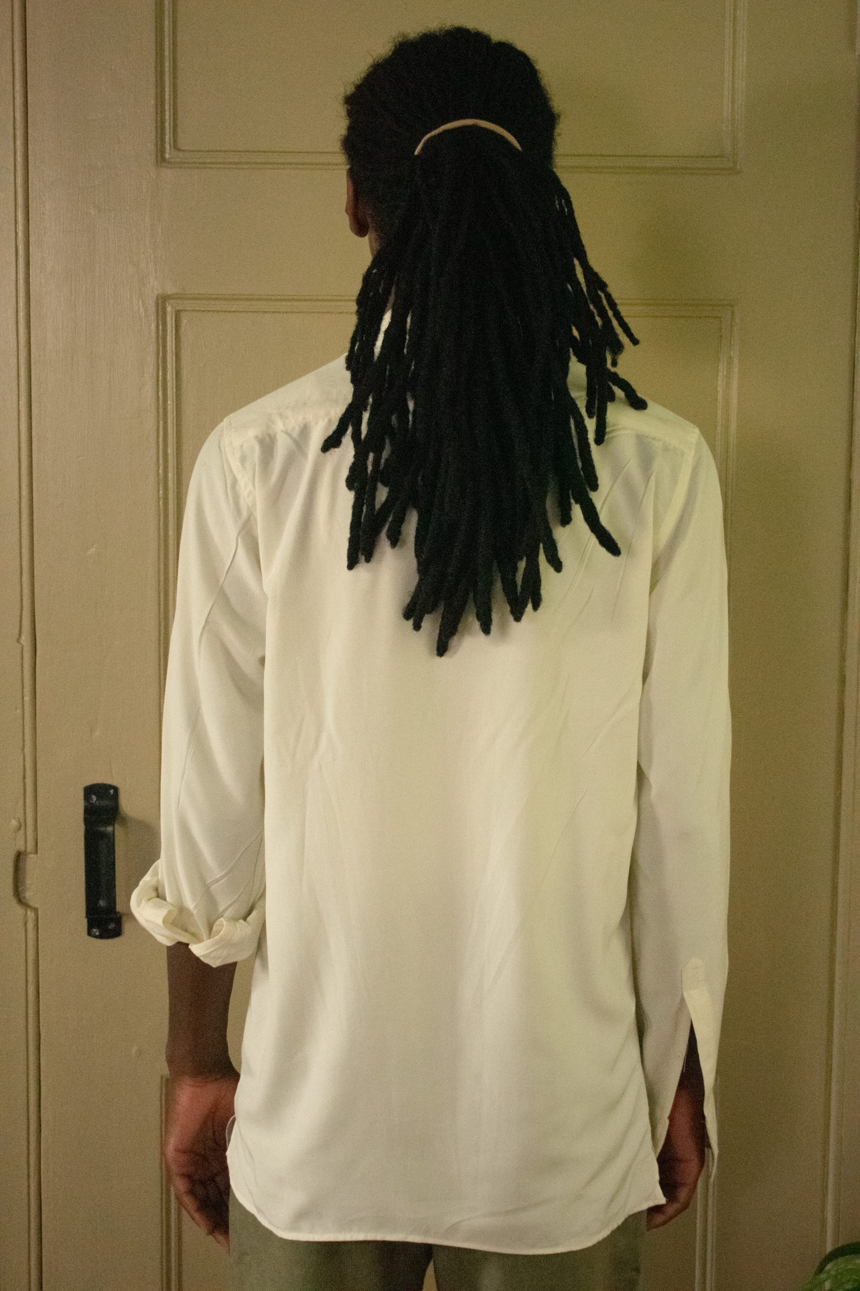 FULL SLEEVED CAMP COLLAR SHIRT IN MATTE CREAM SILK 4 FULL SLEEVED CAMP COLLAR SHIRT IN MATTE CREAM SILK - Image 4