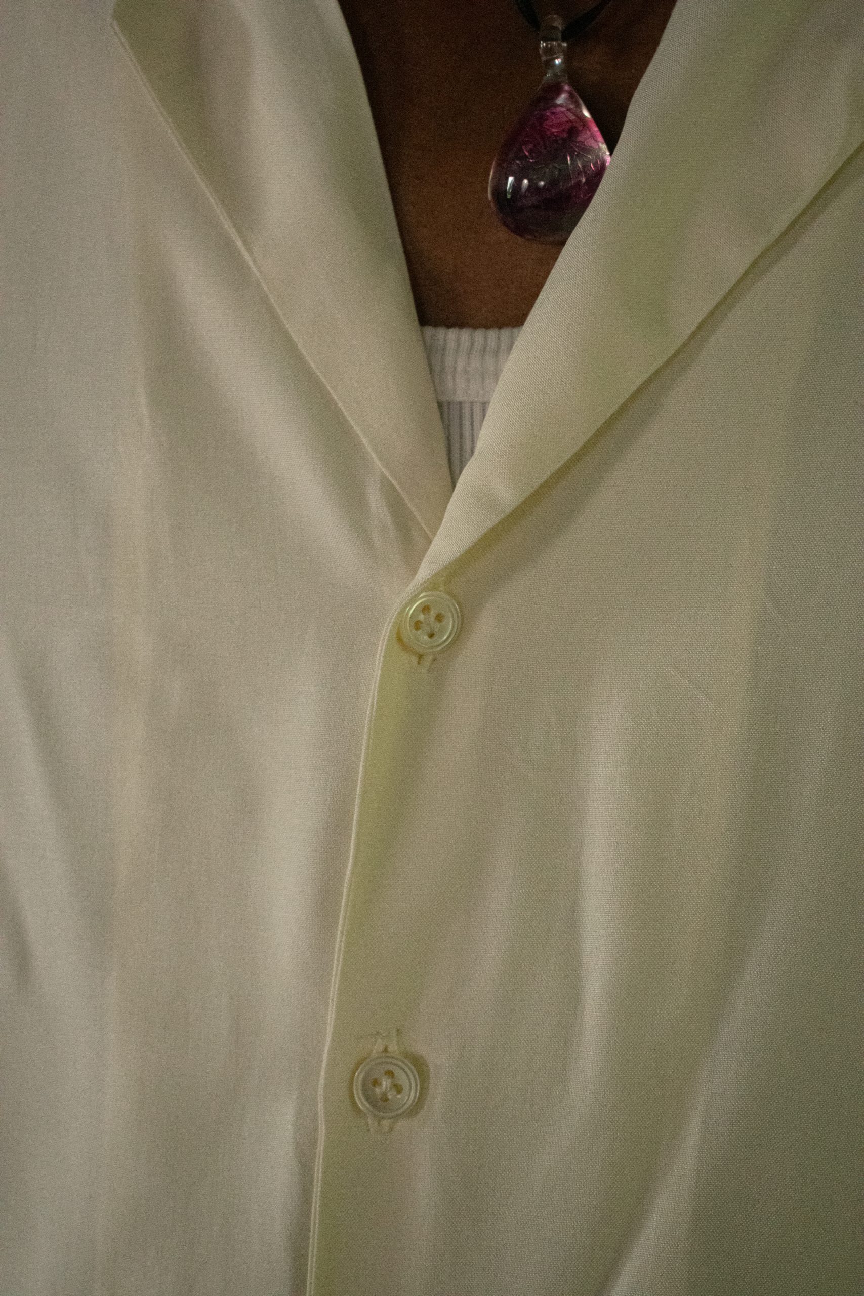 FULL SLEEVED CAMP COLLAR SHIRT IN MATTE CREAM SILK 8 FULL SLEEVED CAMP COLLAR SHIRT IN MATTE CREAM SILK - Image 8