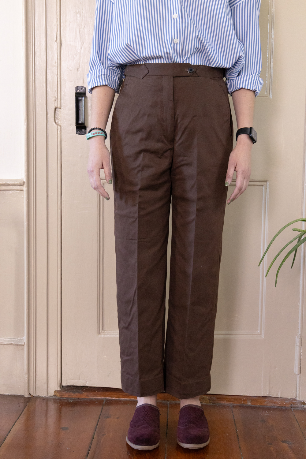 COFFEE STRAIGHT PANTS IN BRUSHED COTTON TWILL 2 COFFEE STRAIGHT PANTS IN BRUSHED COTTON TWILL - Image 2