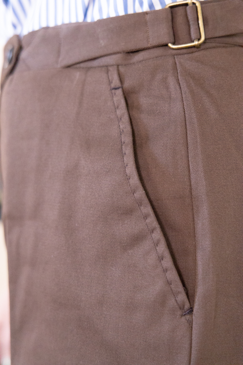 COFFEE STRAIGHT PANTS IN BRUSHED COTTON TWILL 5 COFFEE STRAIGHT PANTS IN BRUSHED COTTON TWILL - Image 5