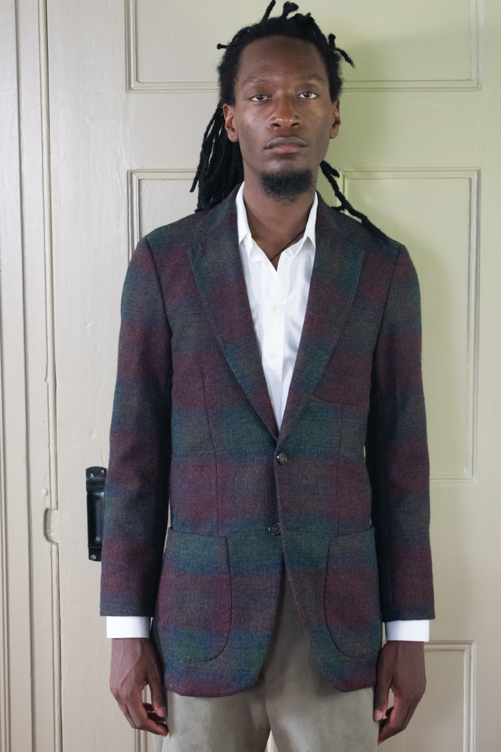 TWO BUTTON JACKET IN CHECKED ENGLISH TWEED